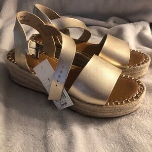 Gold Espadrille Wedge Sandals